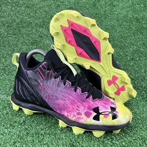 Under Armour Blur Smoke MC LE Youth Football Cleats 6Y Pink Yellow Drip Juice‎